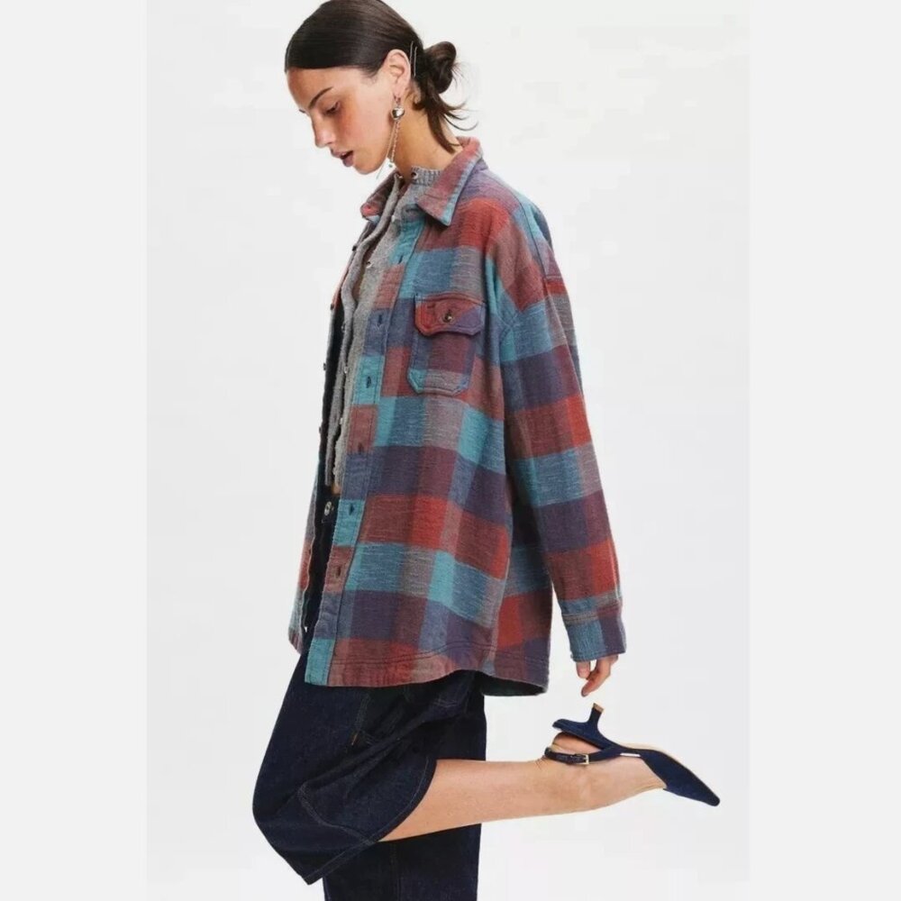 Urban Outfitters BDG Dani Oversized Flannel Shirt Tunic Top Cotton L NEW 275689 - Picture 3 of 4